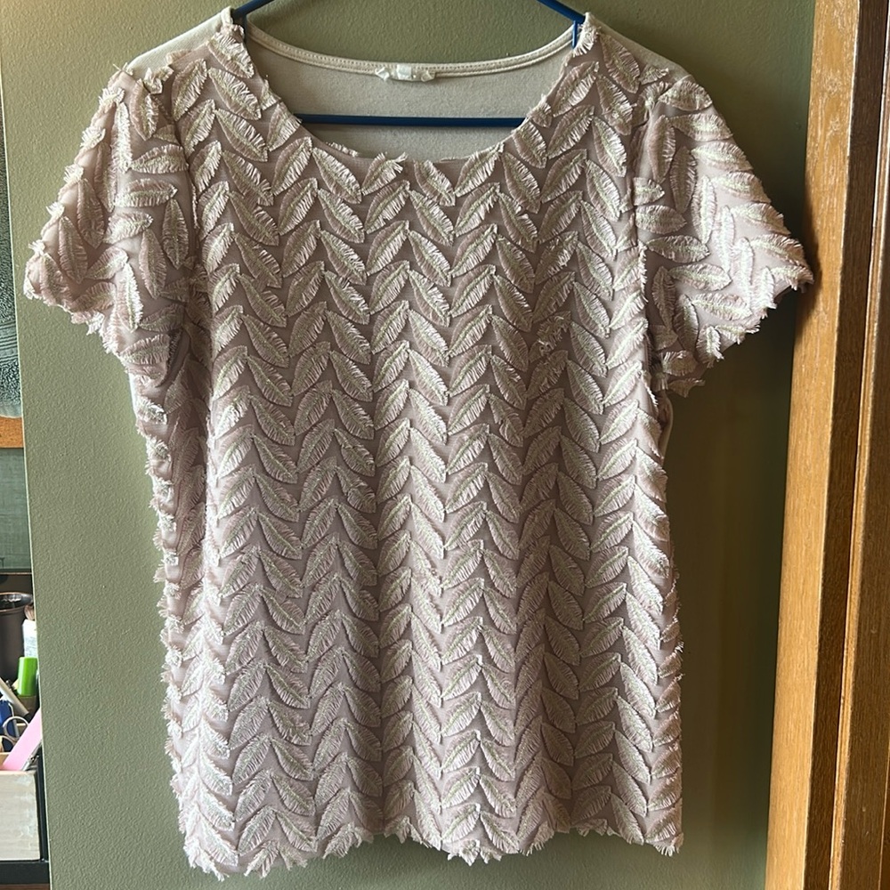 Weston Pinkish Blouse with embroidered leaf motif size Large
